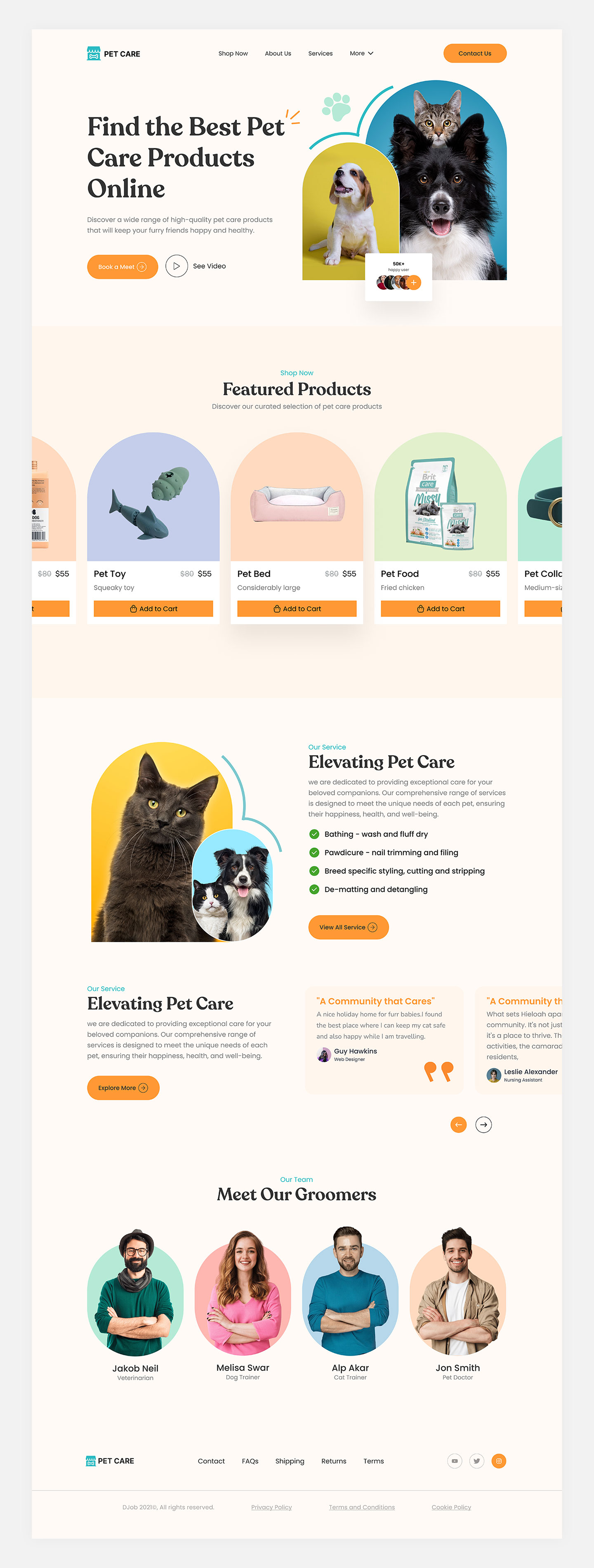 Example of Pet Care Website Design
